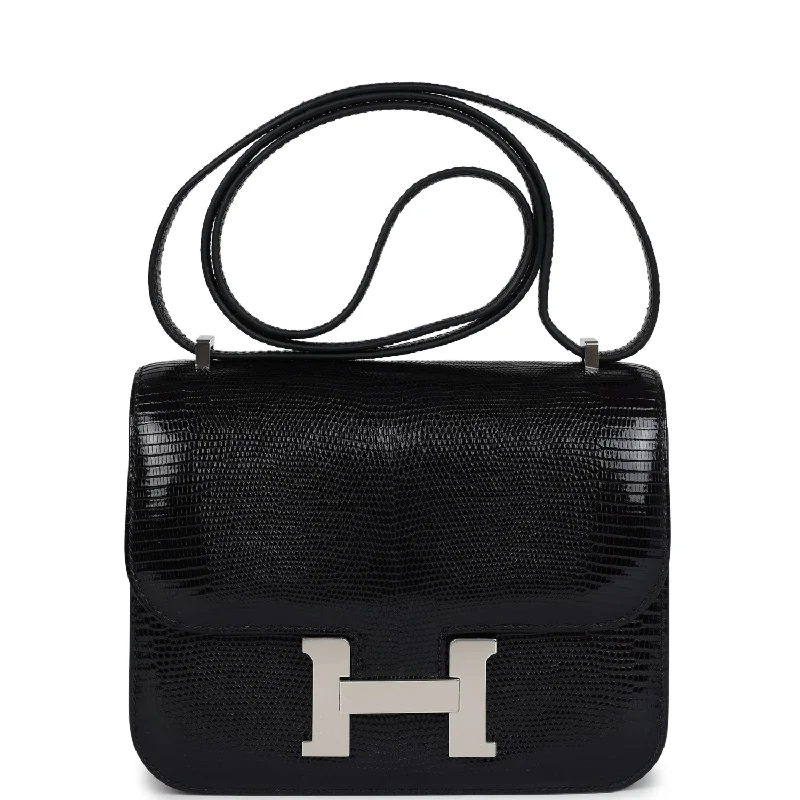 Hermes Constance 18 Black Varanus Salvator Lizard Palladium Hardware