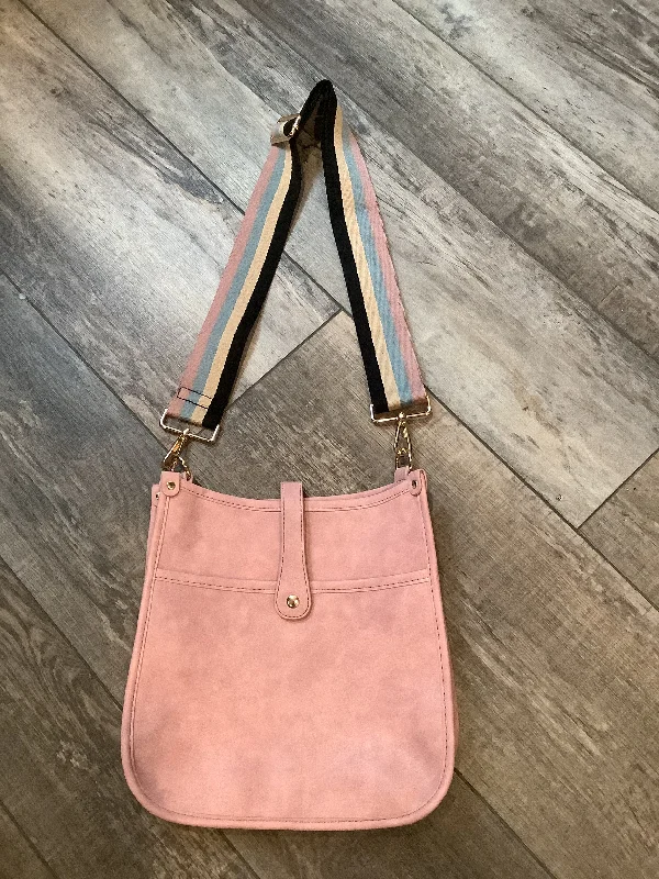 Trendy Bags Light Pink Vintage Vegan Leather Messenger Bag with Pink/Blue/Cream/Black Strap Trendy Bags