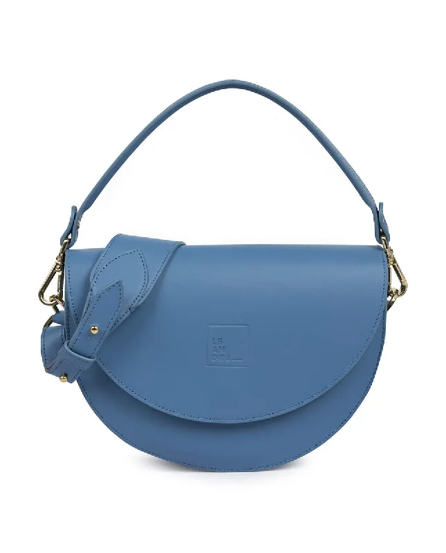 Leather Saddle bag - Baby blue