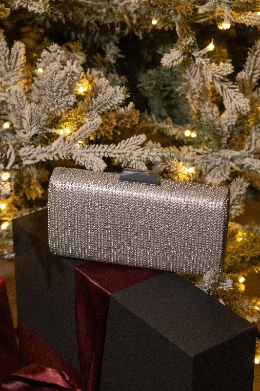 Silver Diamante Clutch Bag