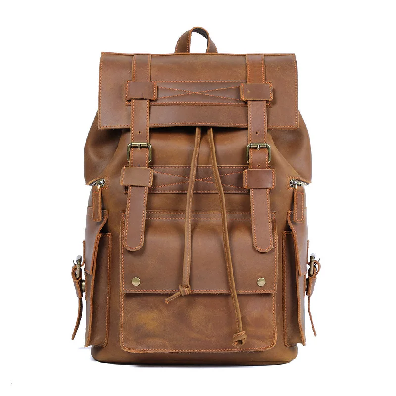 15.6" Laptop Backpack Full Grain Leather Travel Backpack