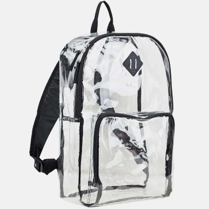 Eastsport Multi-Purpose Clear Backpack with Front Pocket, Adjustable Straps and Lash Tab