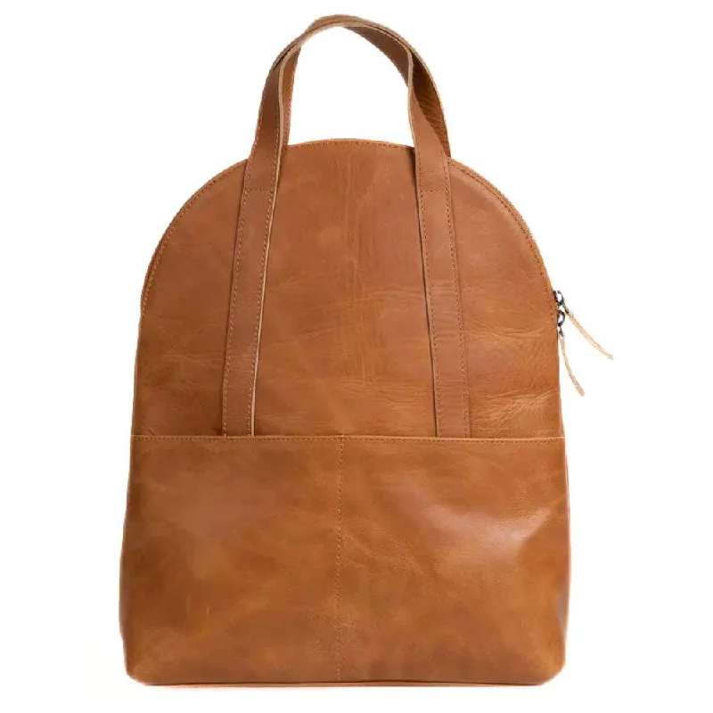 Half-moon Camel Leather Backpack