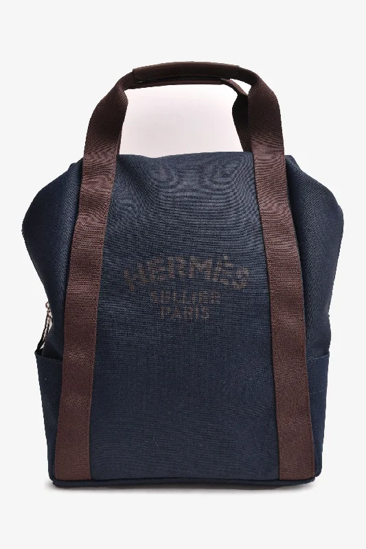 Hermès Selleir 2023 Navy Canvas Groom School Backpack