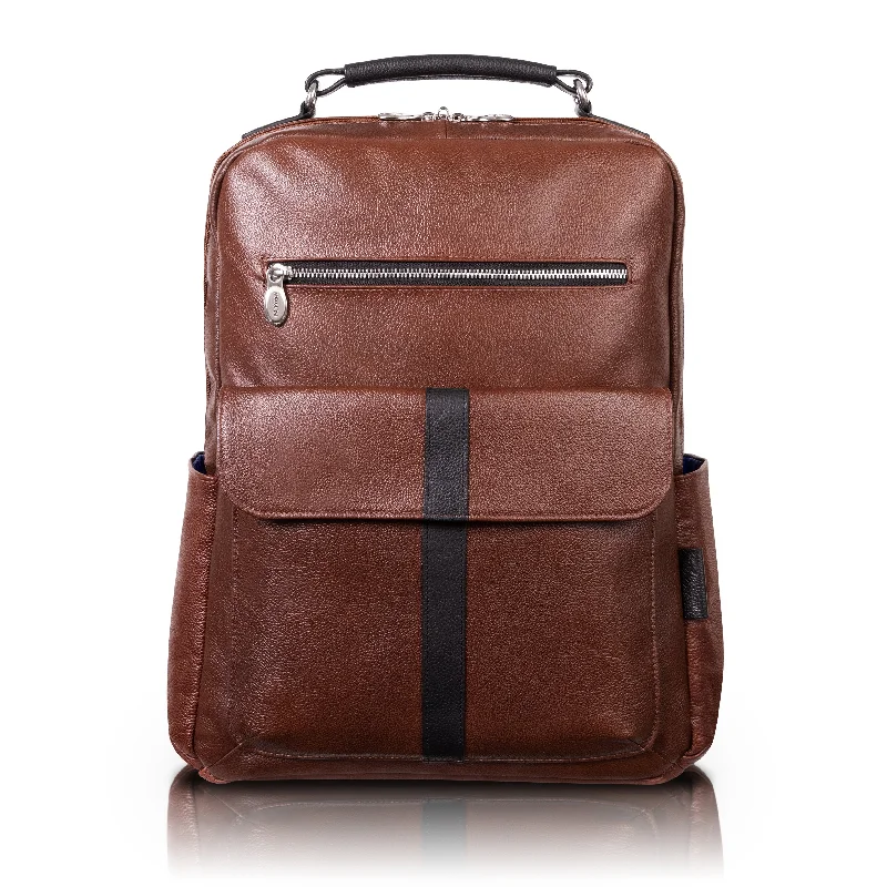 LOGAN | 17” Leather Two-Tone Laptop Backpack