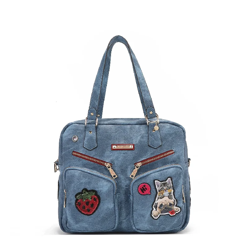 Huge Markdowns MULTI PATCH ZIPPER BAG Seasonal Clearance Bags For Summer