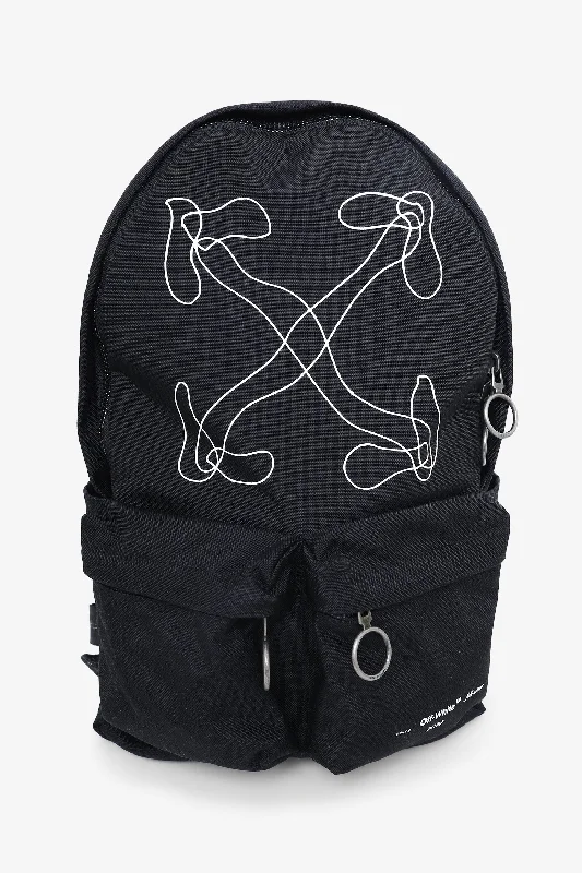 Off-White Black Double Front Pocket Abstract Arrows Backpack