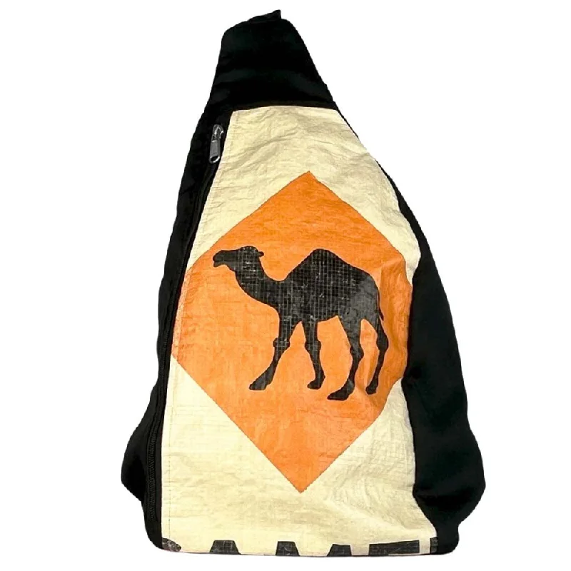 Recycled Cement Sack Sling Backpack - Camel