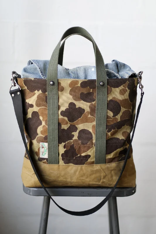 Bags For Playful And Chic Styles 1960's era Salvaged Camo Tote Bag