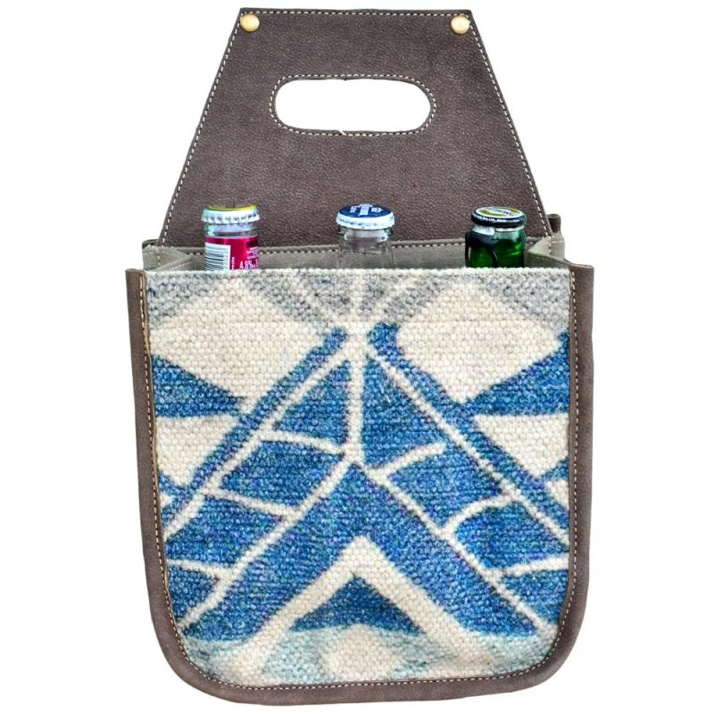 Blue & Gray Fabric Bottle 6 Pack Canvas Tote