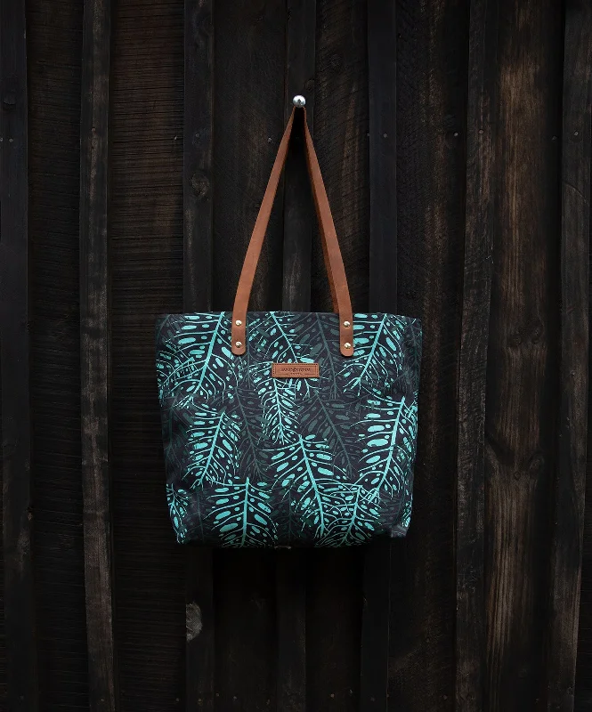 Black Canvas Teal Dark Green Matawi Print