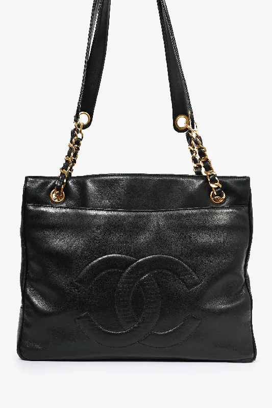 Pre-Loved Chanel™ 1991-4 Black Lambskin CC Timeless Chain Tote (As Is)