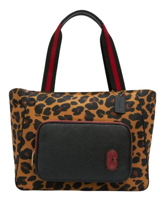 Coach Court Tote With Leopard Print