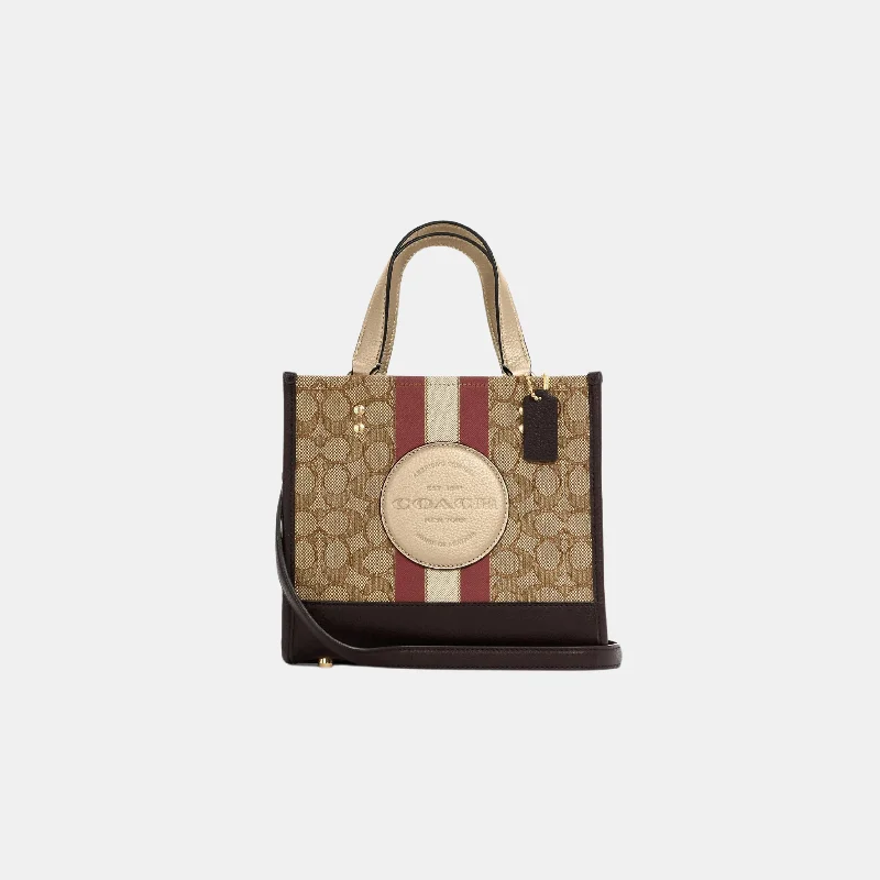 Coach Dempsey Tote 22 In Signature Jacquard With Coach Patch And Stripe