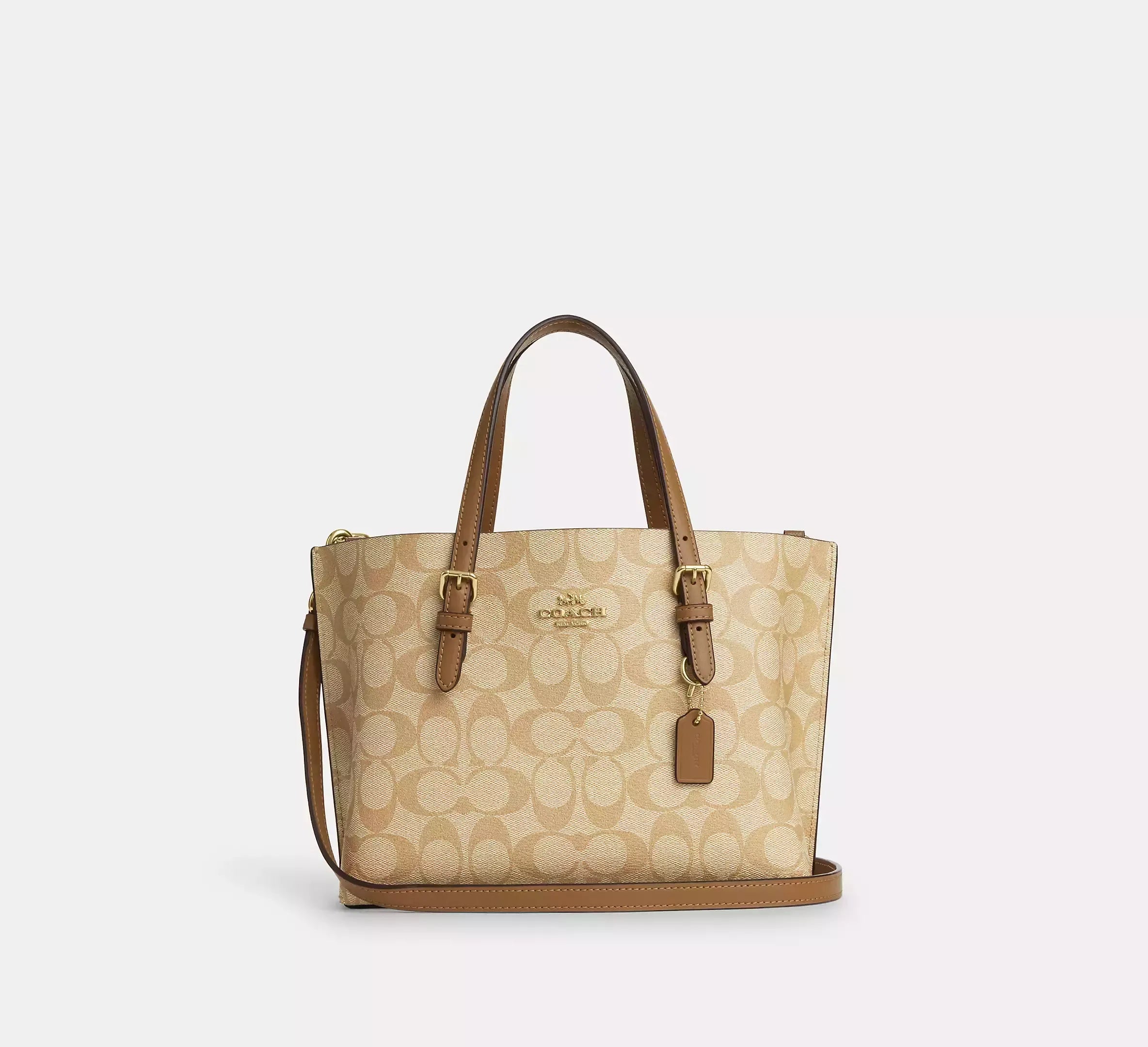 Coach Mollie Tote 25 in Signature Canvas Khaki Saddle