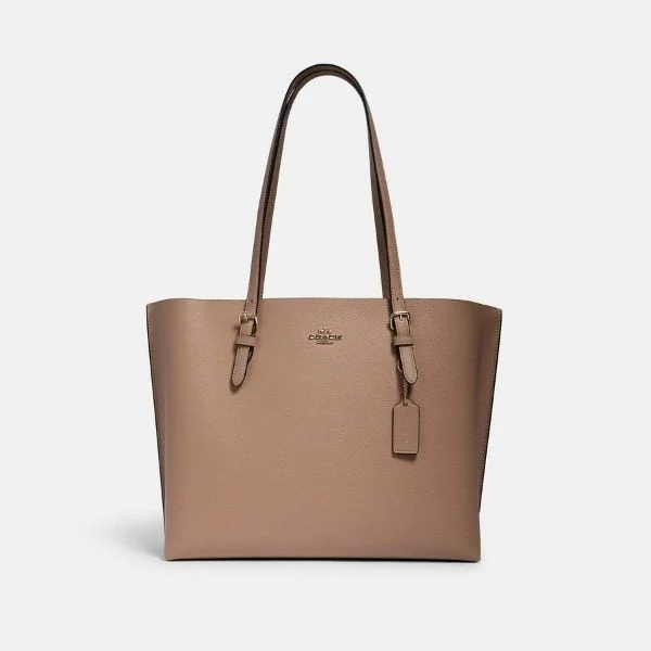 Coach Mollie Tote Taupe Oxblood