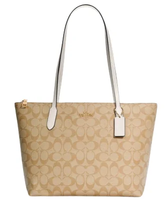 Coach Zip Top Tote In Signature Canvas