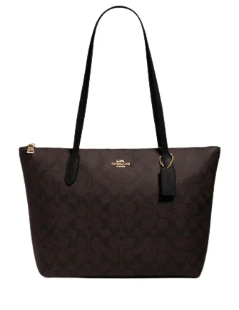 Coach Zip Top Tote In Signature Canvas