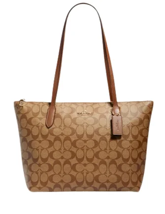 Coach Zip Top Tote In Signature Canvas