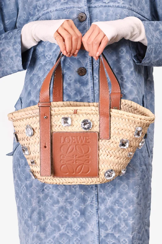 Loewe Raffia Small Stones Basket Tote Bag