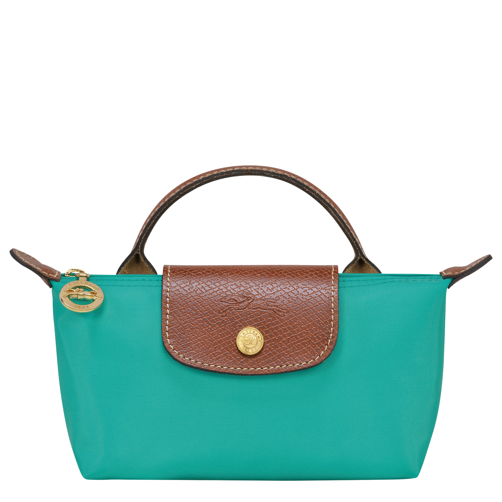 Longchamp Le Pliage Green Coin Purse with Handle Turquoise