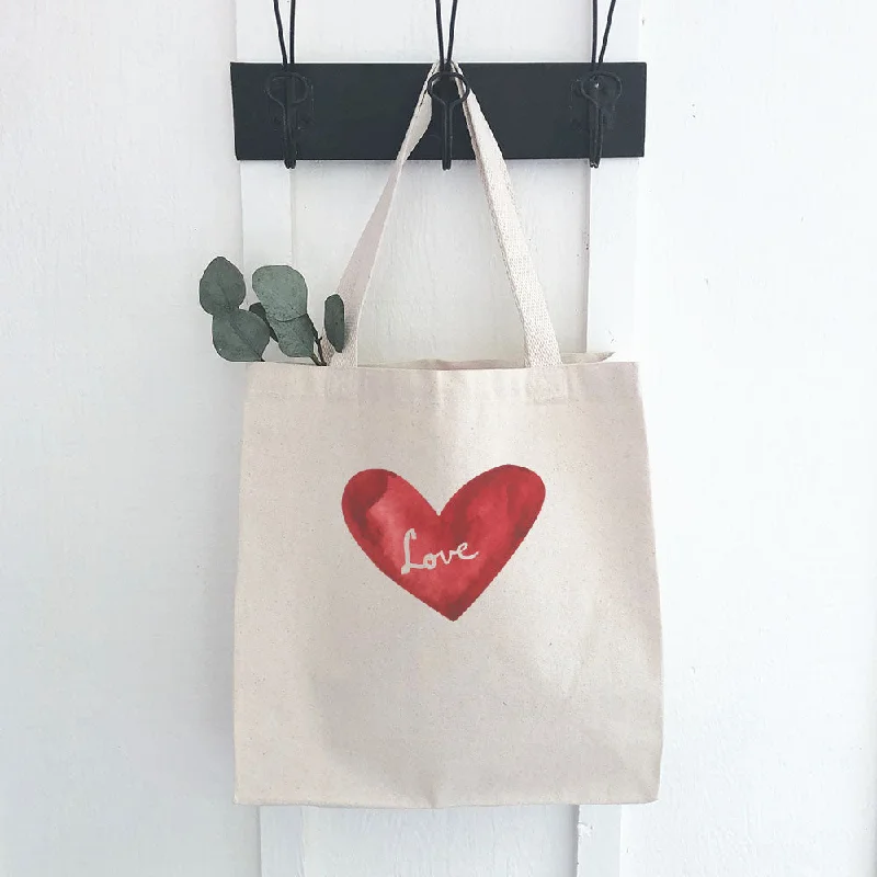Scratch-Resistant And Luxury Sale Bags Watercolor Love Heart Red - Canvas Tote Bag