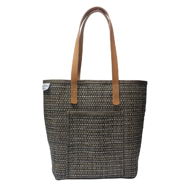 M1203L Medium Grass Weave Design Green Colored Tote