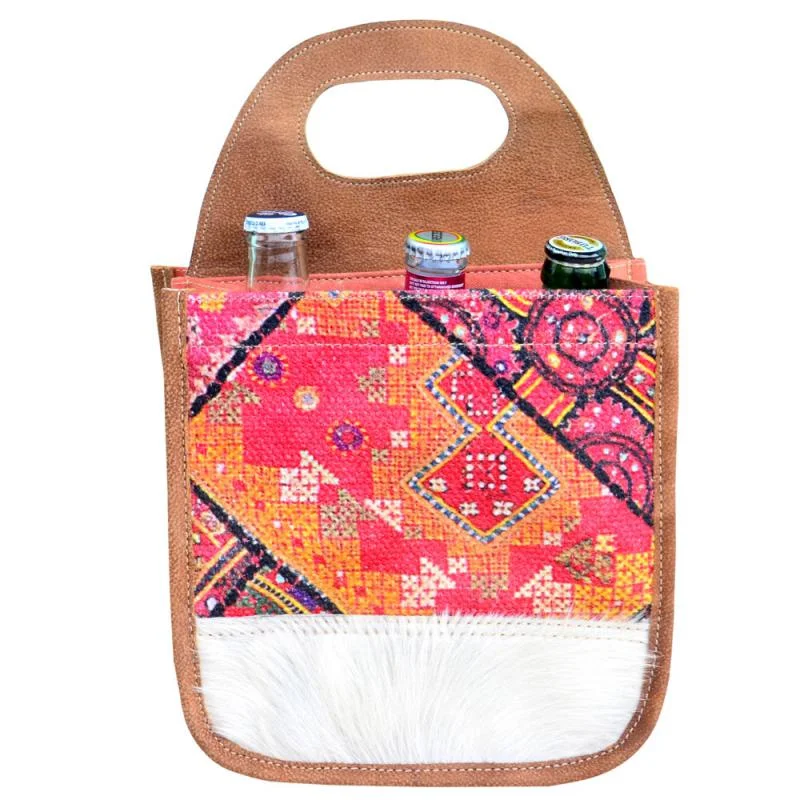 Pink & Orange Fabric Bottle 6 Pack Canvas Tote