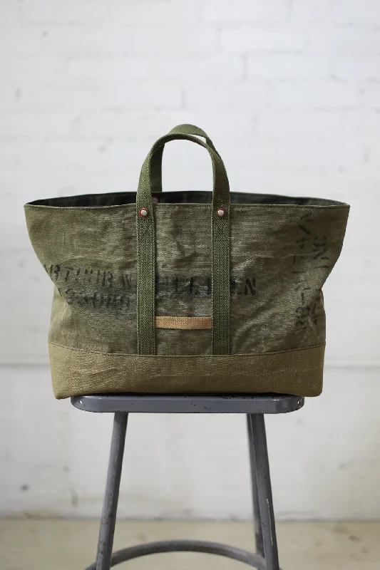 Tsa-Approved Bags For Hassle-Free Airport Security WWII era Salvaged Military Canvas Tote Bag