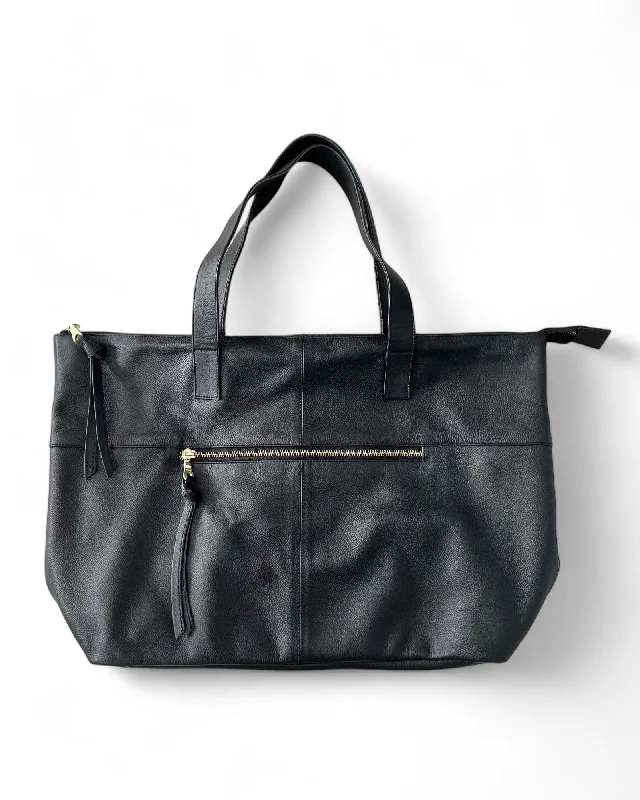 Toronto Black Leather Tote Bag