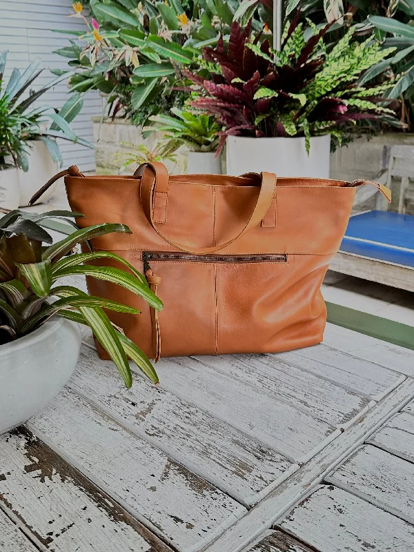 Toronto Caramel Leather Tote Bag