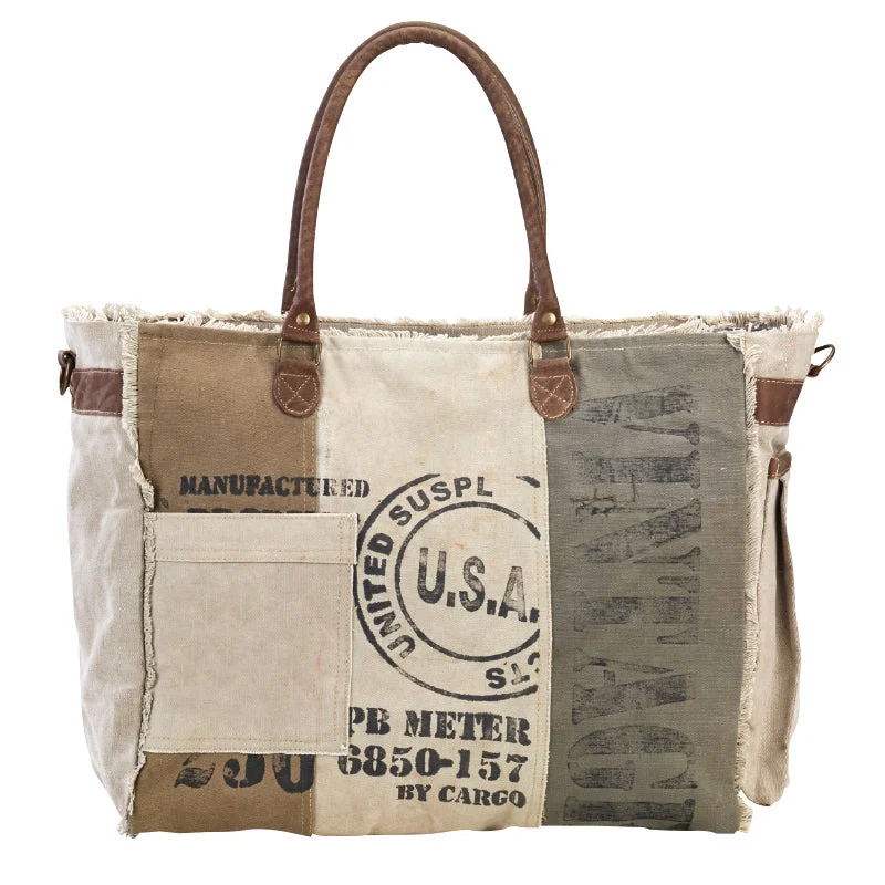 Usa Frayed Tote with Strap