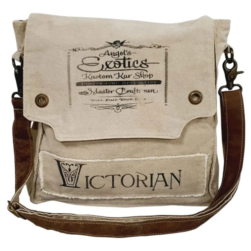 Victorian Canvas Flap Over Shoulder Bag