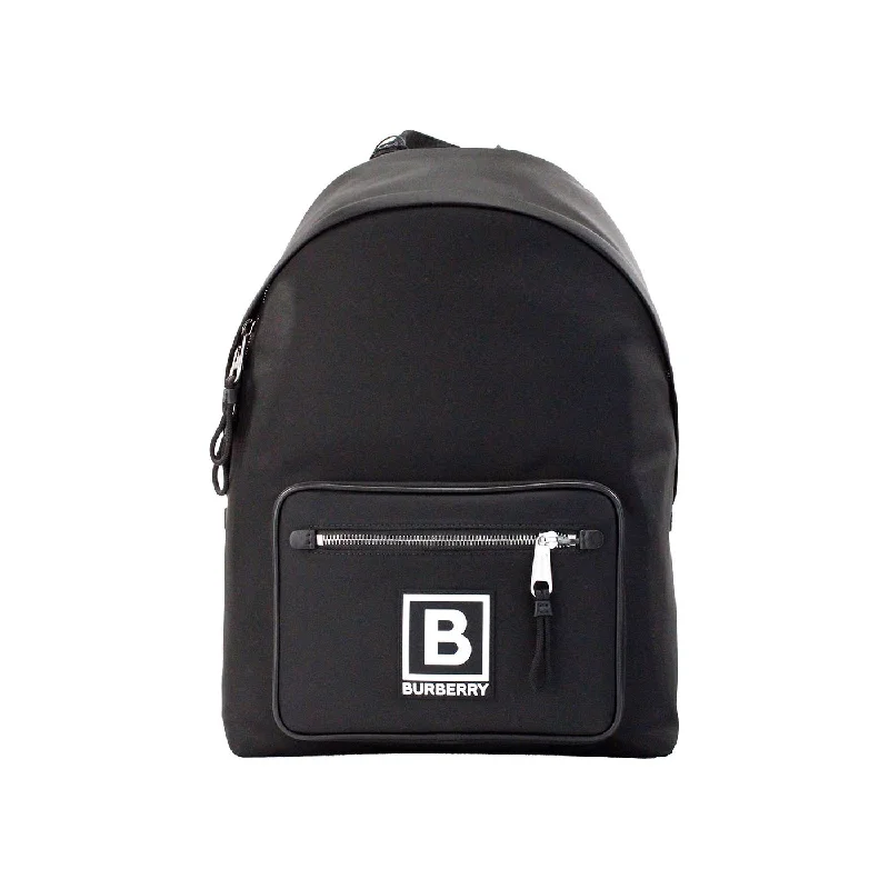 Compact Bags For Minimalist Travelers Burberry Abbeydale Branded Stamp Black Nylon Backpack Shoulder Bookbag