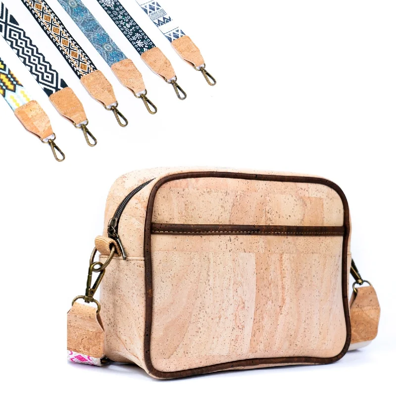 Luxurious But Budget-Friendly Bags Ladies' Natural Cork Crossbody Bag with Wide Shoulder Strap BAGP-164