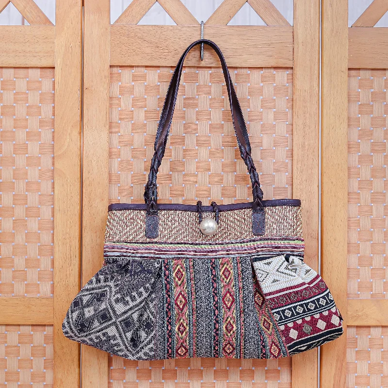 Cozy Handbags With Clearance Prices Cotton Blend Shoulder Bag with Braided Leather Strap - Breathe Easy in Yellow