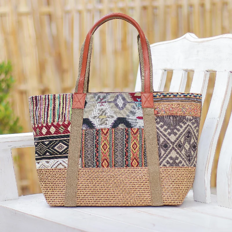 Durable And Cheap Bags Cotton Patchwork and Leather Trim Shoulder Bag - Happy Journey in Yellow