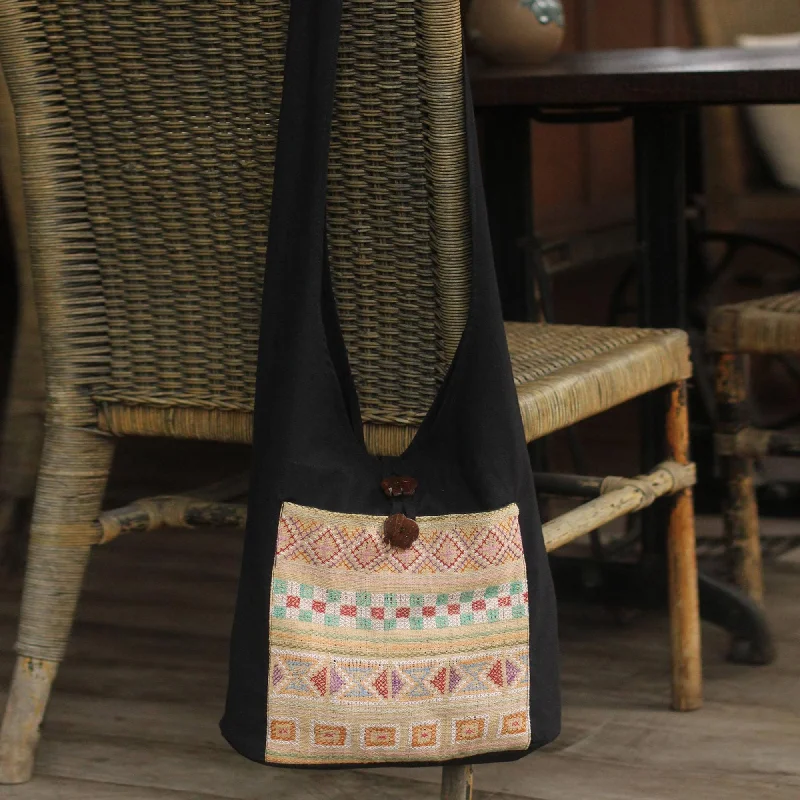 Bags For Minimalist And Functional Design Cotton Patterned Shoulder Bag Handmade in Thailand - Happy Geometry