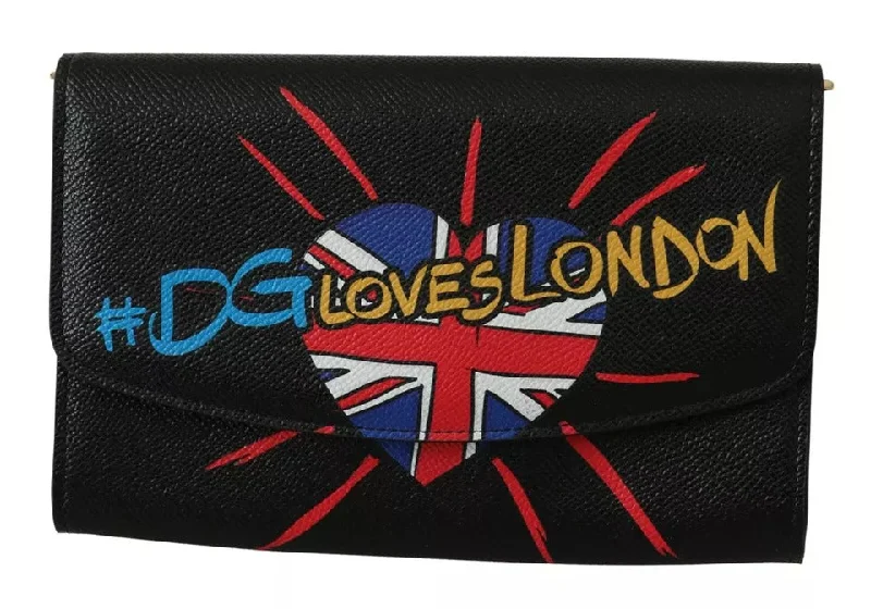 Uxury Designer Handbag Brands Dolce & Gabbana Black #DGLovesLondon Shoulder Wallet Leather Bag