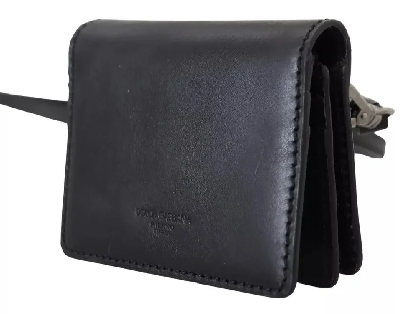 Luxurious But Budget-Friendly Bags Dolce & Gabbana Black Leather Bifold Shoulder Sling Women Wallet