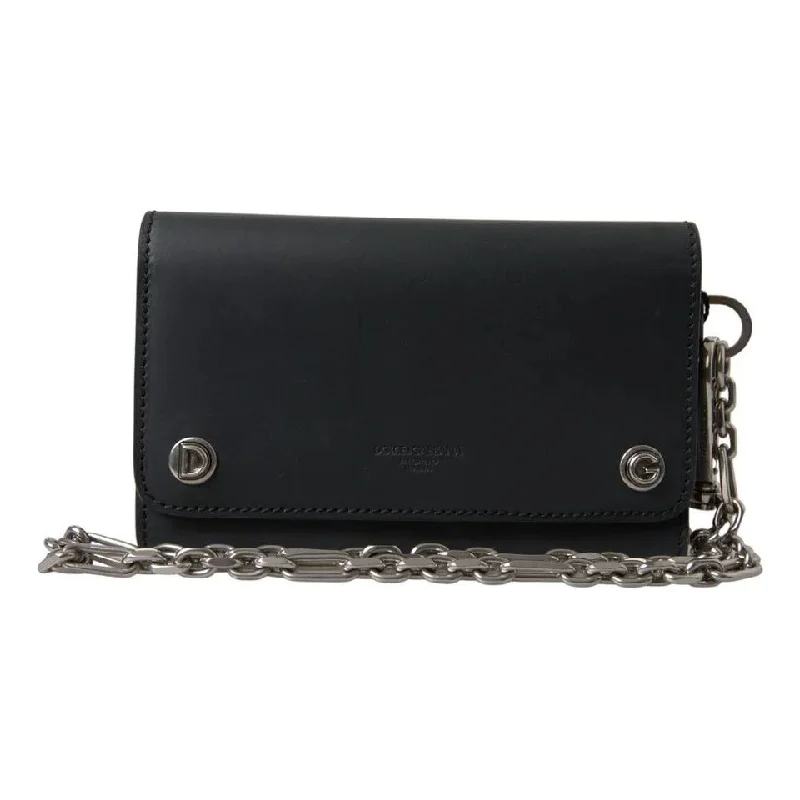 Tote Bag For Everyday Use Dolce & Gabbana Black Leather Logo Embossed Men Mini Shoulder Bag