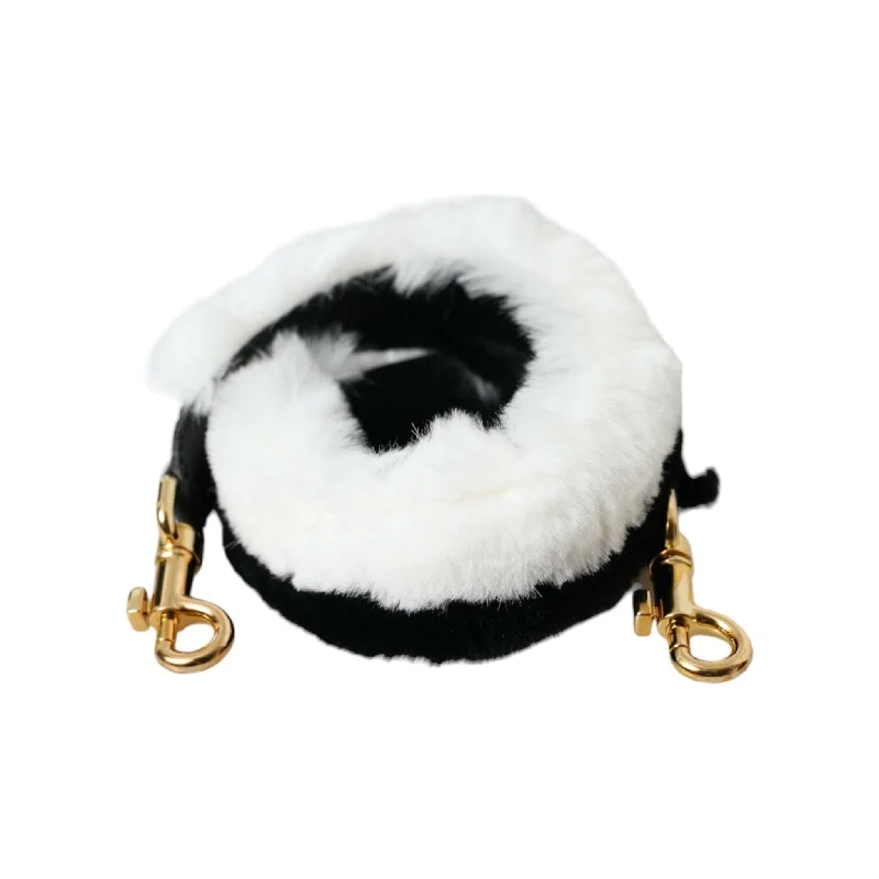 Seasonal Clearance Bags For Summer Dolce & Gabbana Black White Lapin Fur Accessory Shoulder Strap