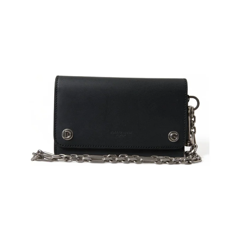 Evening Events Dolce & Gabbana Elegant Black Leather Shoulder Bag