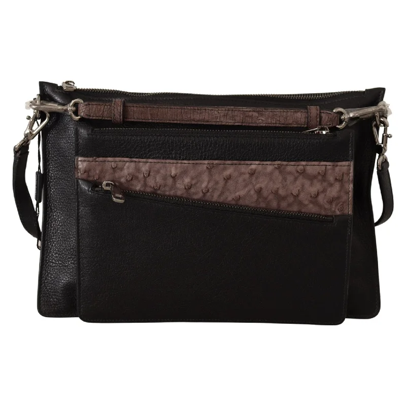 Festive Holiday Gift Bags Dolce & Gabbana Elegant Black Leather Sling Shoulder Bag