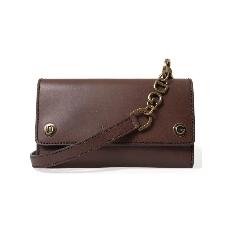 Cyber Monday Discounts On Bags Dolce & Gabbana Elegant Leather Shoulder Bag in Rich Brown