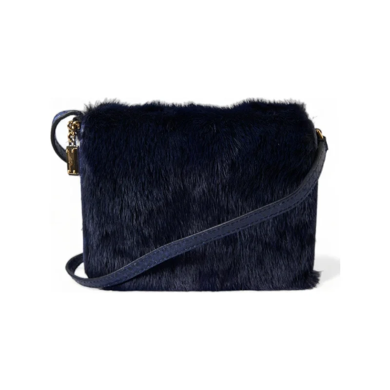 Trendy Bags For Sales Dolce & Gabbana Exquisite Blue Mink Fur Shoulder Bag