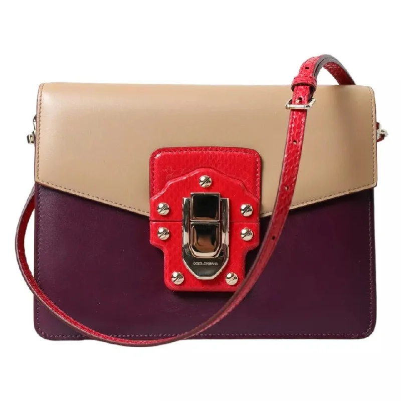 Luxury Bags On Sale Dolce & Gabbana Multicolor Lucia Brushed Leather Crossbody Shoulder Bag