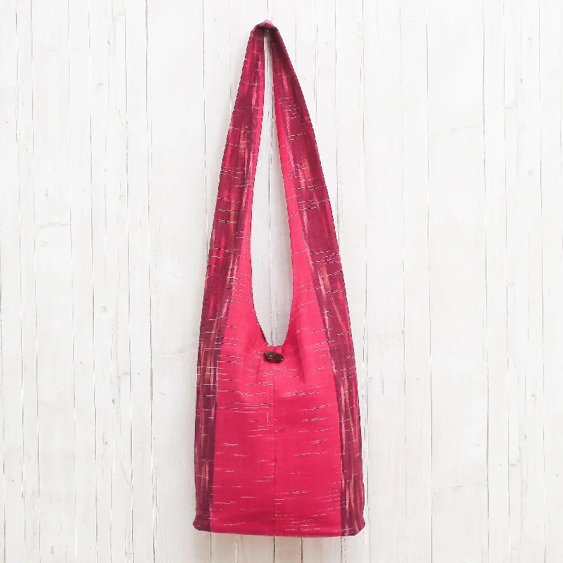Odor-Resistant And Budget Bags Fuchsia and Cerise Color Block 100% Cotton Shoulder Bag - Passionate for Pink