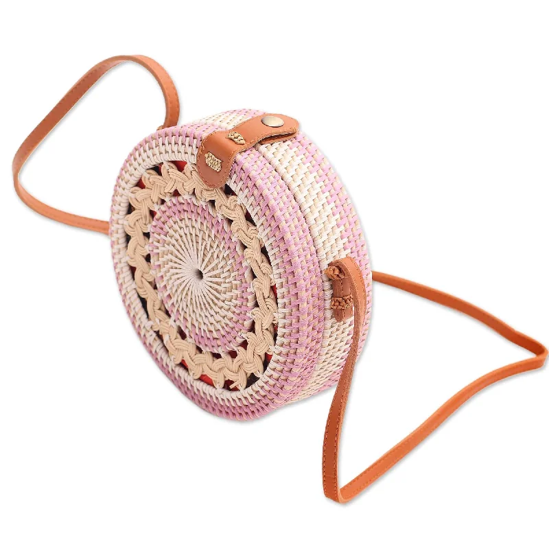 Minimalist Bags For Clean And Modern Aesthetics Handcrafted Bamboo Round Shoulder Bag in Lilac - Lilac Way