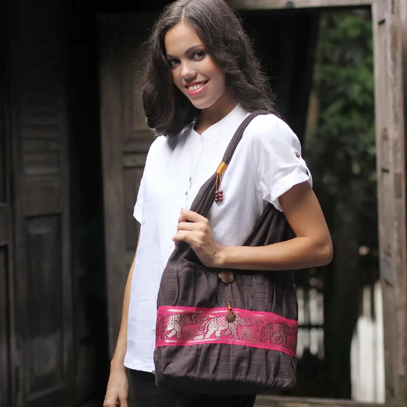 Inspired Bags For High-End Fashion Handmade Grey Cotton Shoulder Bag  - Scarlet Thai